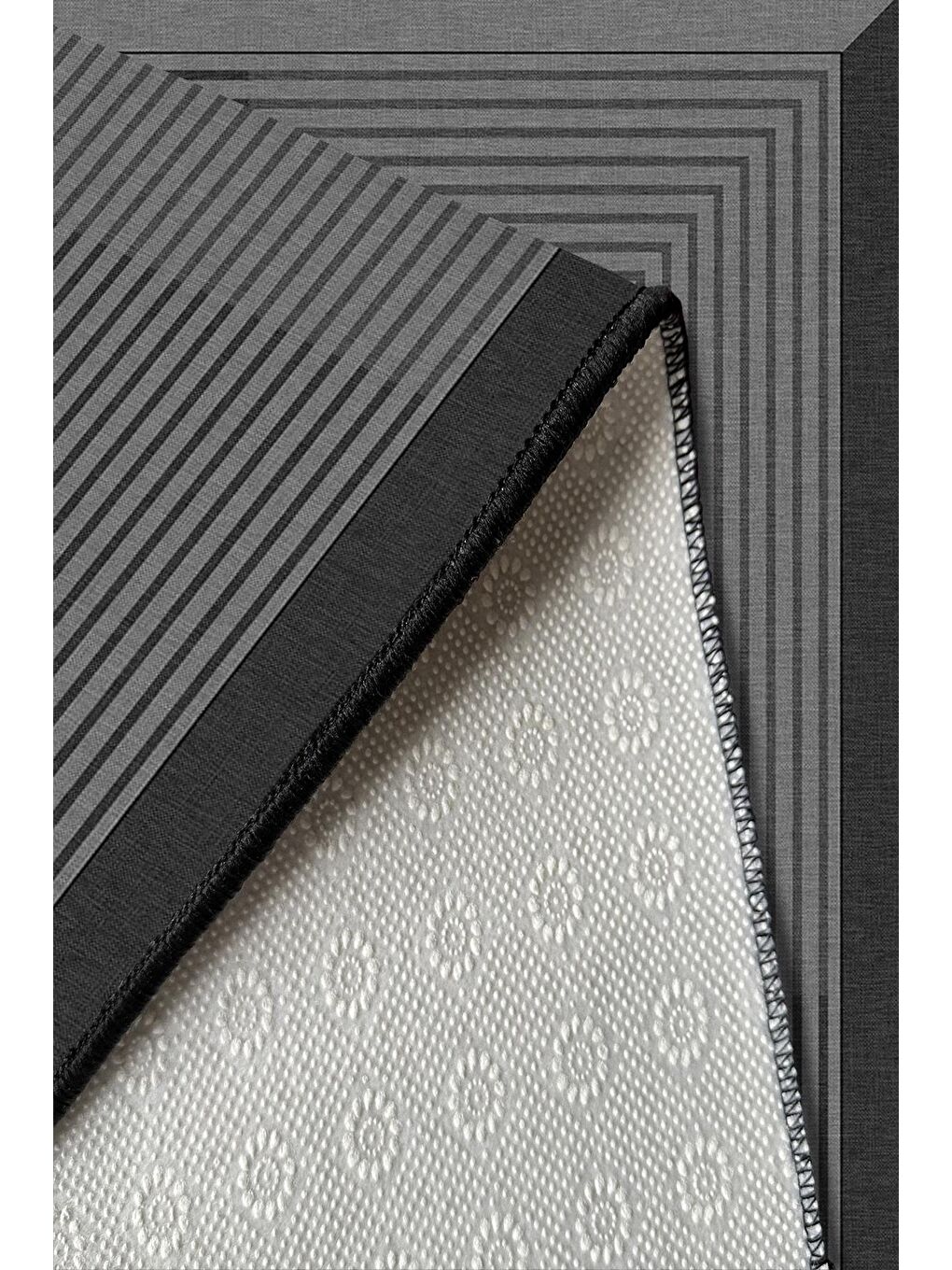 Antrasit Özel Tasarım, Kaymaz Taban, İnce, Yıkanabilir, Modern Halı WOOKECE1416 160x230-5