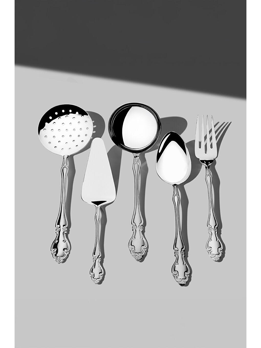 Gri Adriana Saten 12 Kişilik 89 Parça Deri Kutulu Çatal Kaşık Bıçak Takımı-3