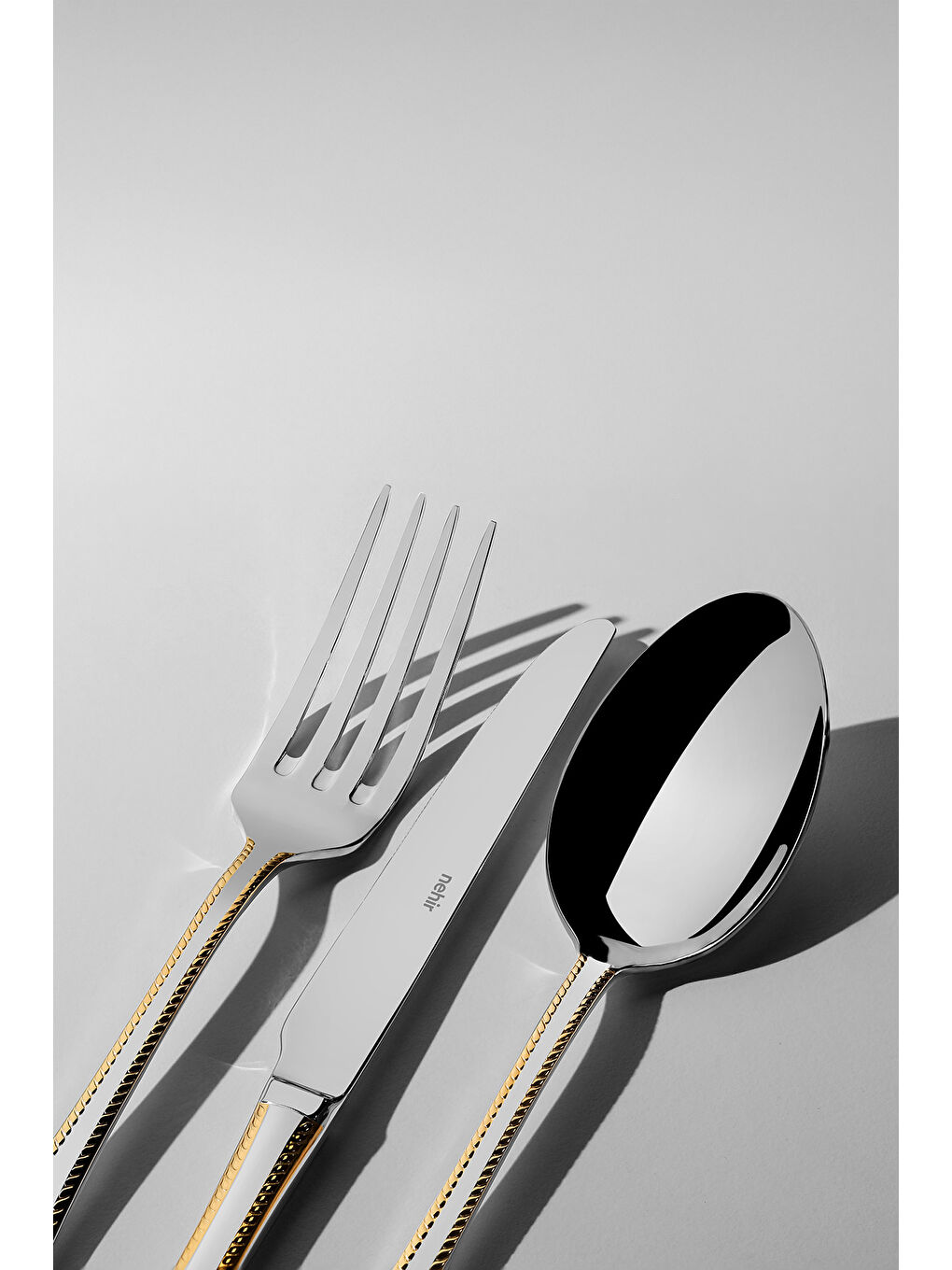 Sarı Fulya Altın Sade 12 Kişilik 89 Parça Kutulu Çatal Kaşık Bıçak Takımı-1