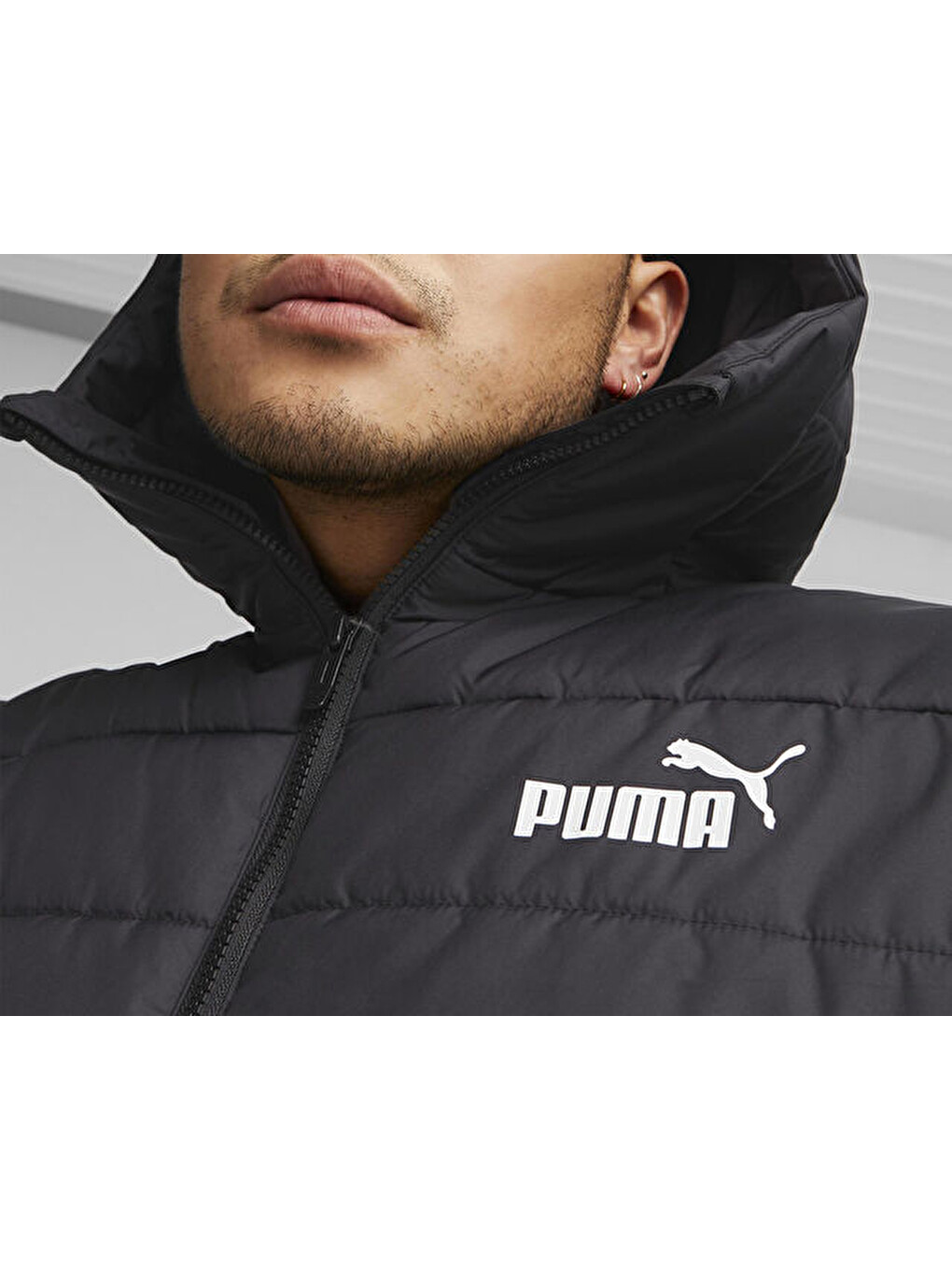 Ess Hooded Padded Jacket Erkek Günlük Mont 84893801 Siyah-3