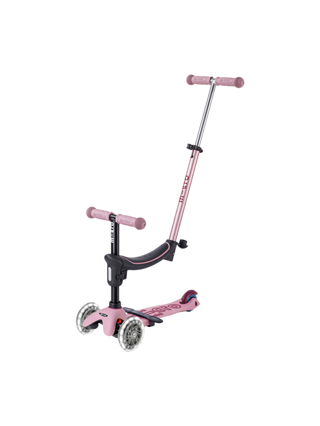 Mini 6 in 1 Deluxe Rock and Go LED Scooter Dusty Rose