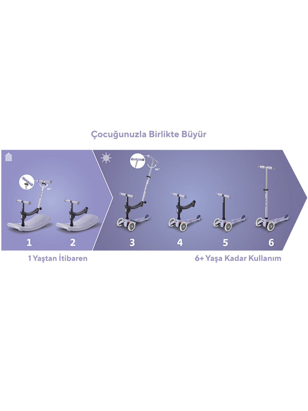 Mini 6 in 1 Deluxe Rock and Go LED Scooter Lavender Mist-5