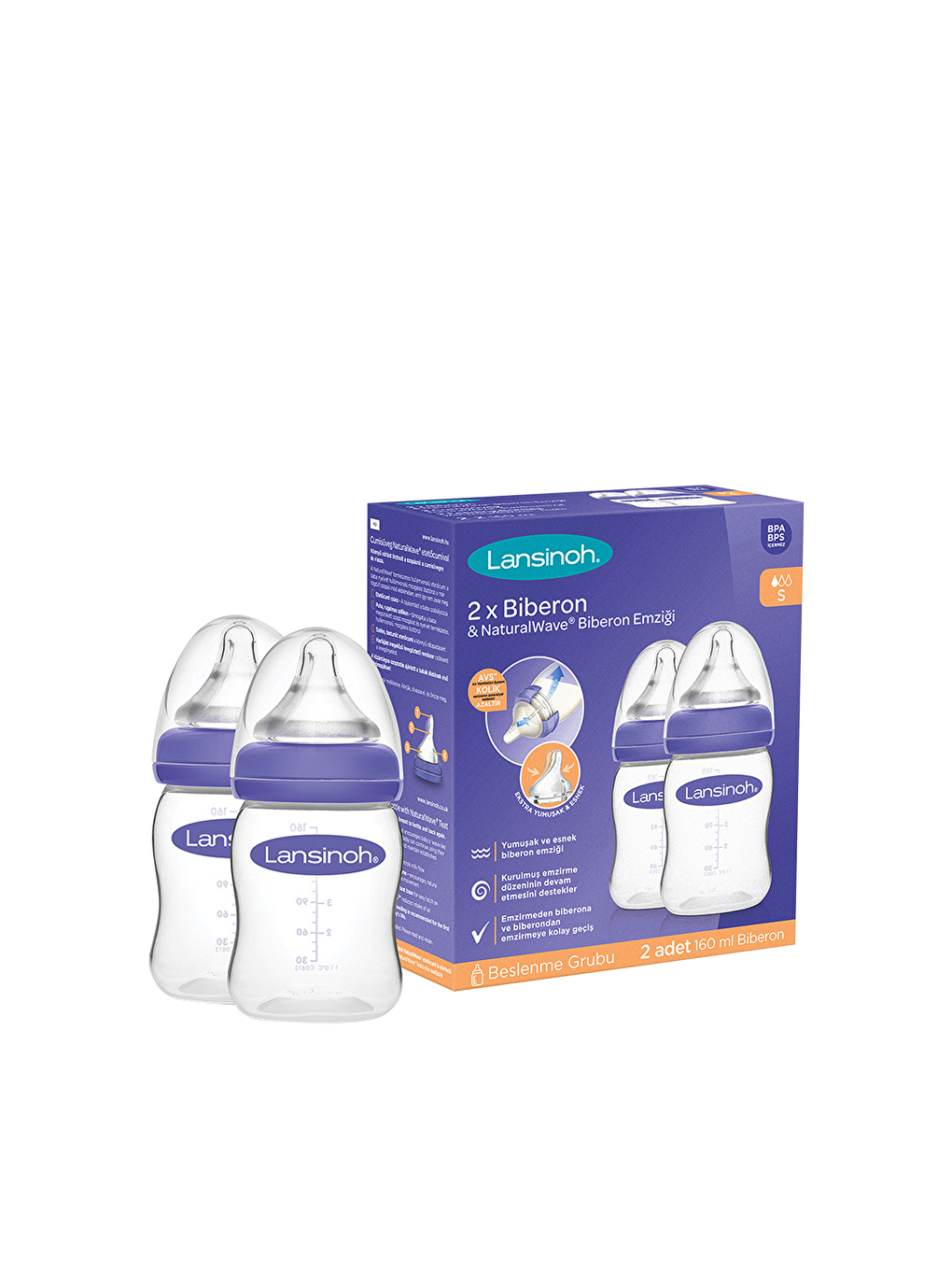 LANSINOH Renksiz Feeding Bottles Biberon  2x160 ml