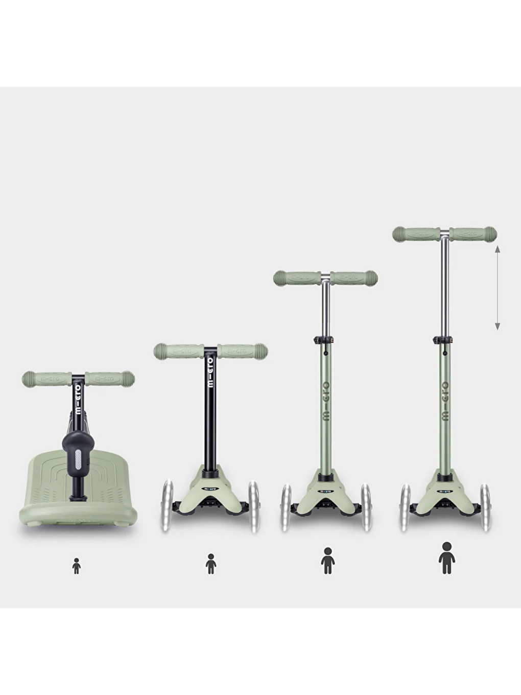 Mini 6 in 1 Deluxe Rock and Go LED Scooter Olive Sage-3