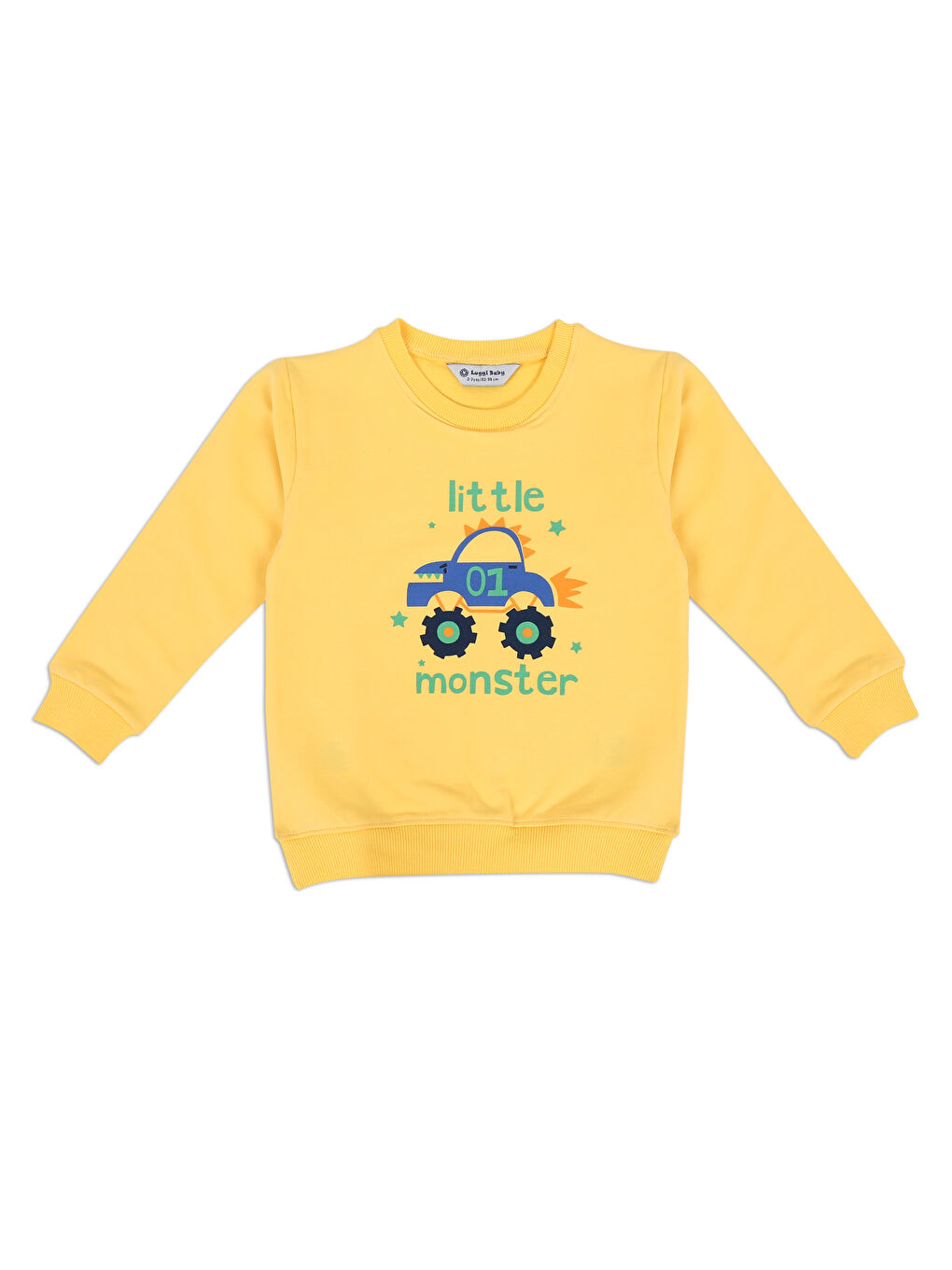 LUGGİ BABY Sarı Bisiklet Yaka Erkek Bebek Sweatshirt ve Eşofman Alt 2'li Takım - 1