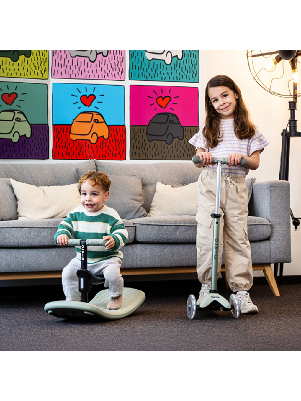 Mini 6 in 1 Deluxe Rock and Go LED Scooter Olive Sage-7