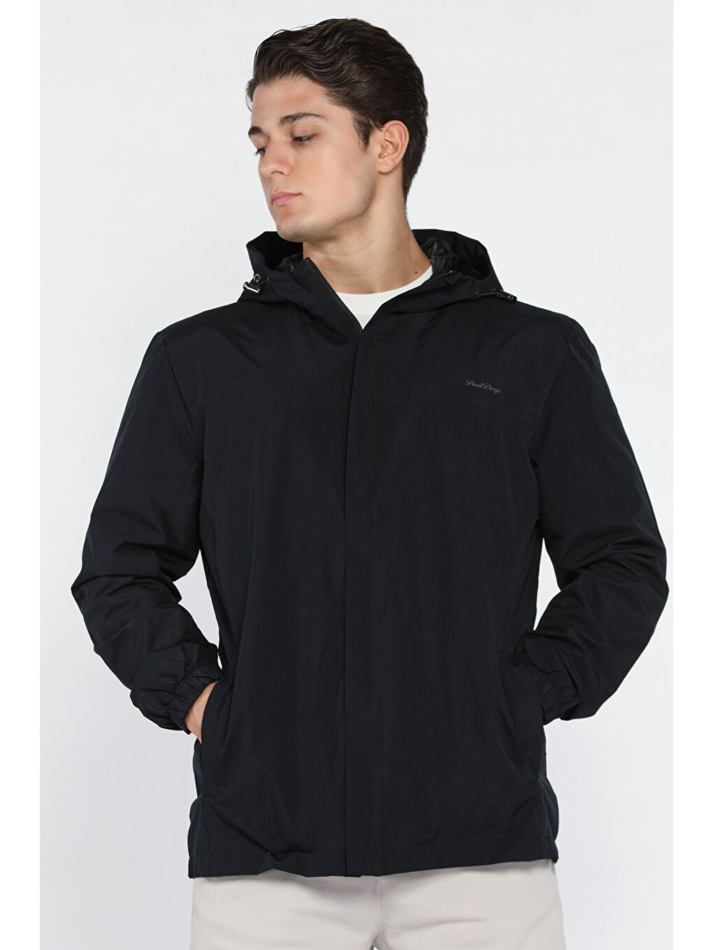 Lacivert Erkek Büyük Beden Kapüşonlu Astarlı Mevsimlik Mont-1