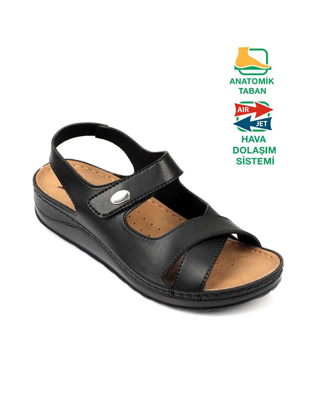 Capone Outfitters Siyah 107090 Kadın Konfor Anatomic Sandalet