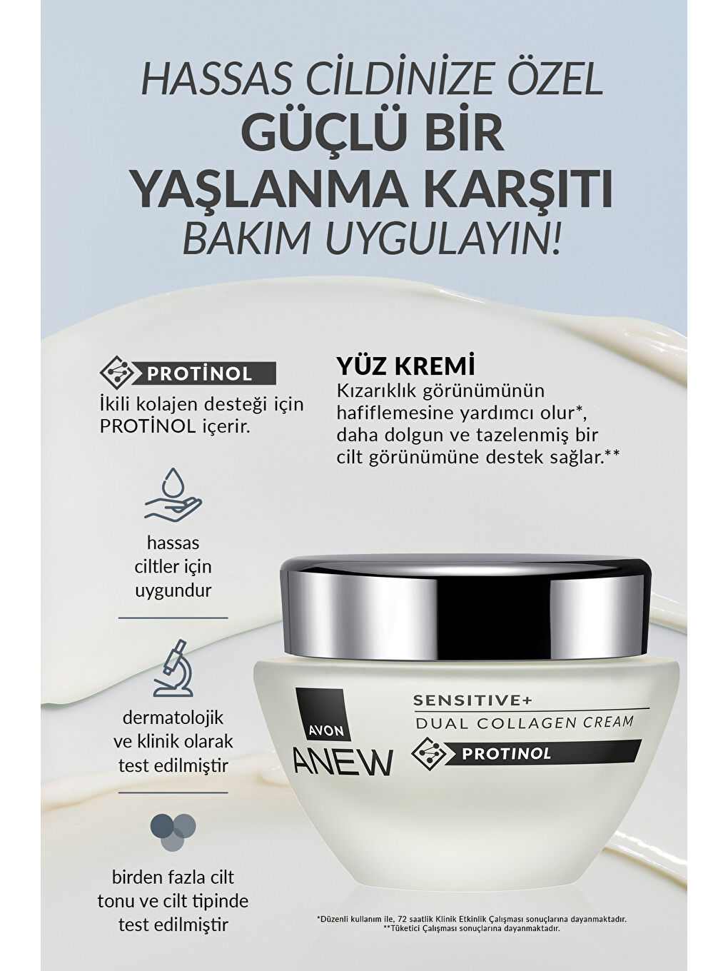 AVON Renksiz Anew Sensitive+ Çift Kollajen Krem 50 Ml. İkili Set - 3