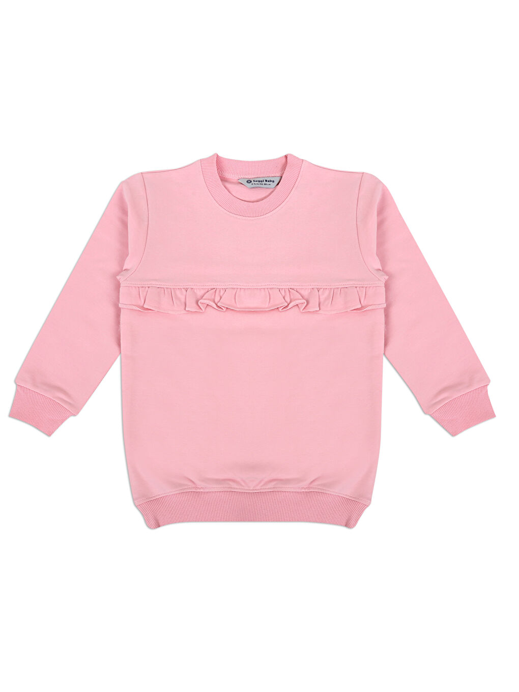 LUGGİ BABY Pembe Bisiklet Yaka Kız Bebek Sweatshirt ve Eşofman Alt 2'li Takım - 1