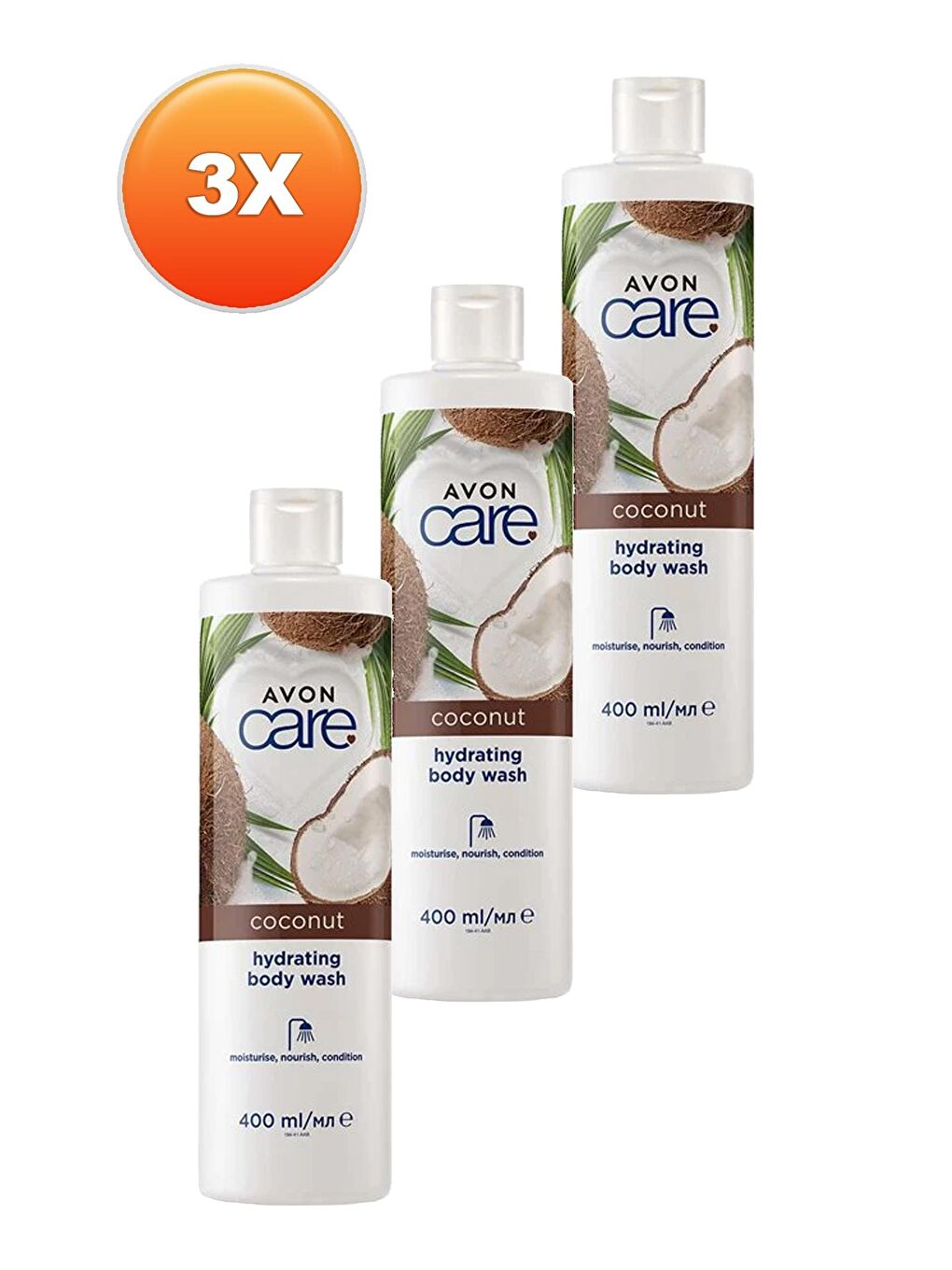 AVON Care Coconut Hindistan Cevizi Nemlendirici Duş Jeli 400 Ml. Üçlü Set - 1