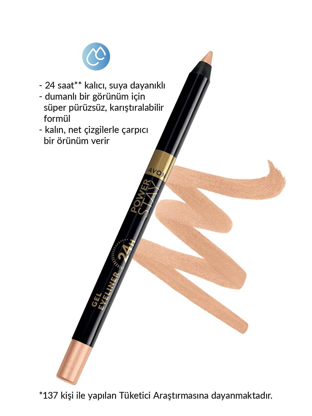 AVON Renksiz Power Stay Jel Eyeliner Nude - 3