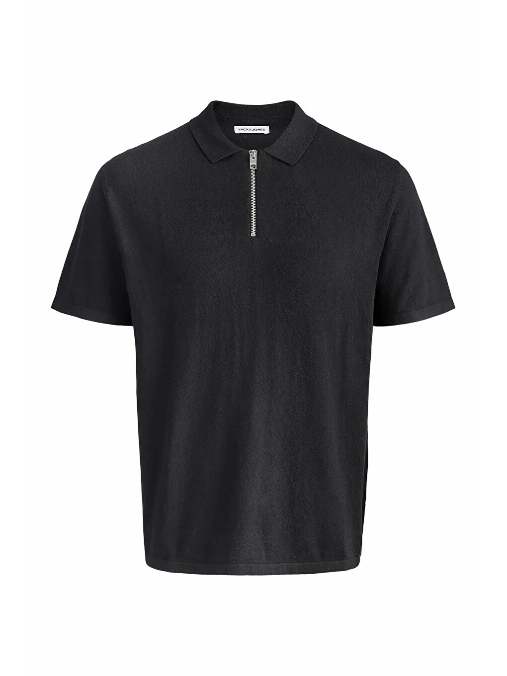 Siyah Essentials Jjeemil Pamuklu Fermuarlı Polo Yaka T Shirt  12288260-2
