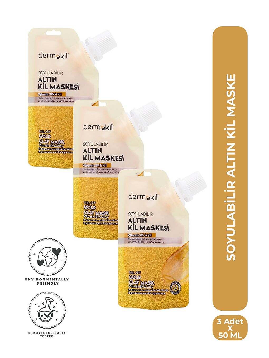 Soyulabilir Altın Kil Maske 50 ml x 3 Adet