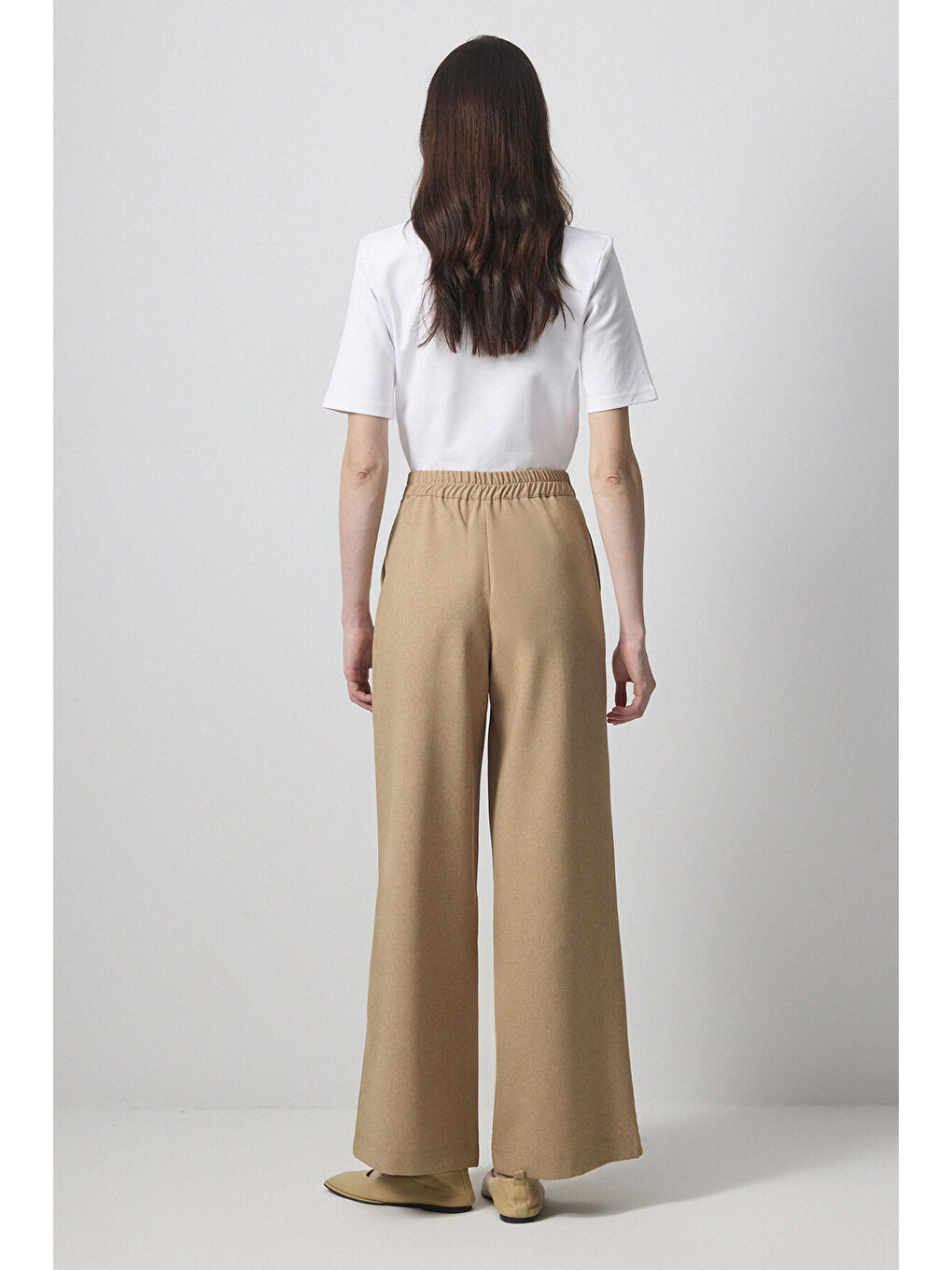 Kahverengi Beli Lastikli Pileli Pantolon-2