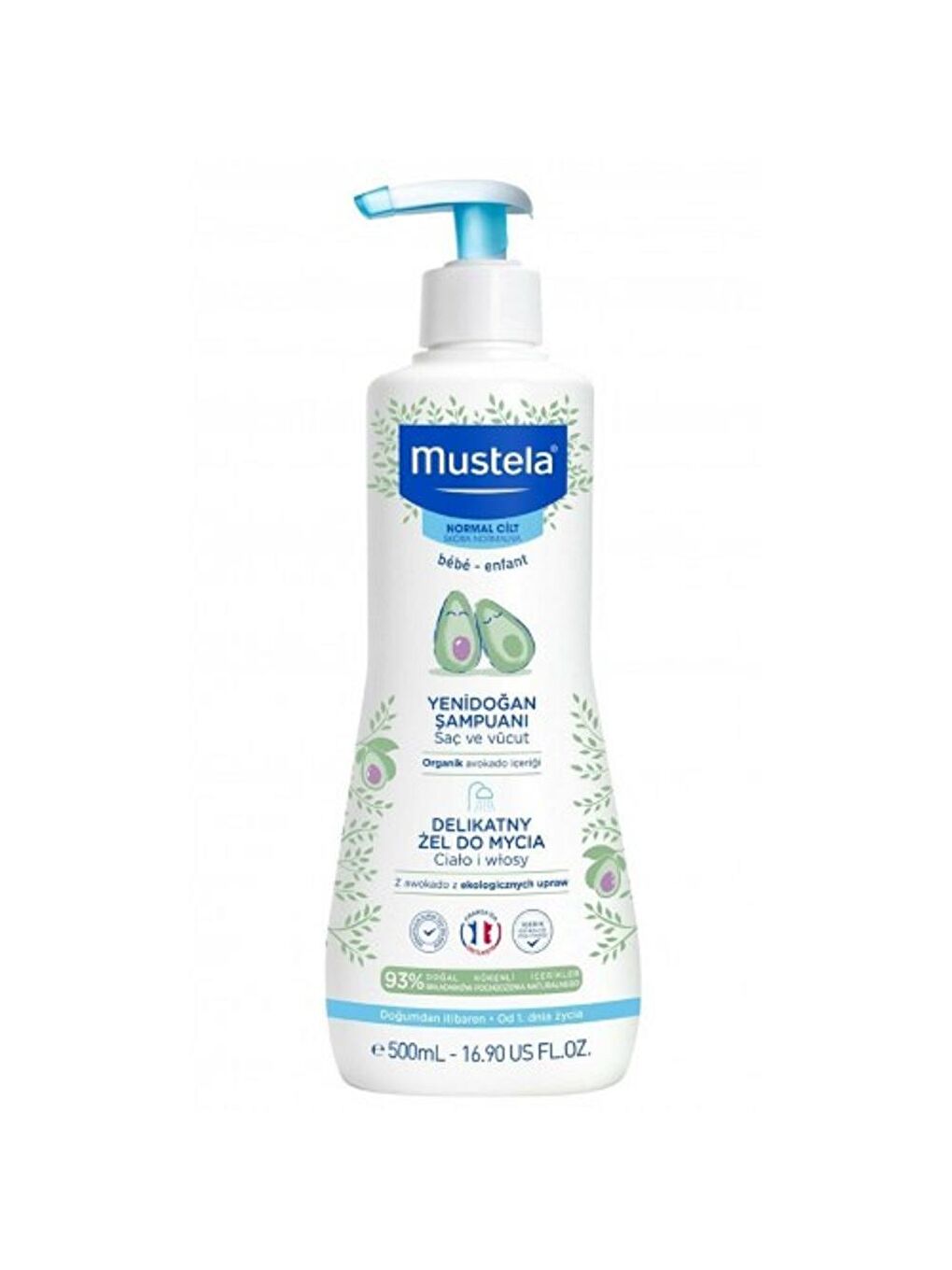 Mustela Renksiz Gentle Cleansing Gel Yenidoğan Şampuan 500 ml - 1