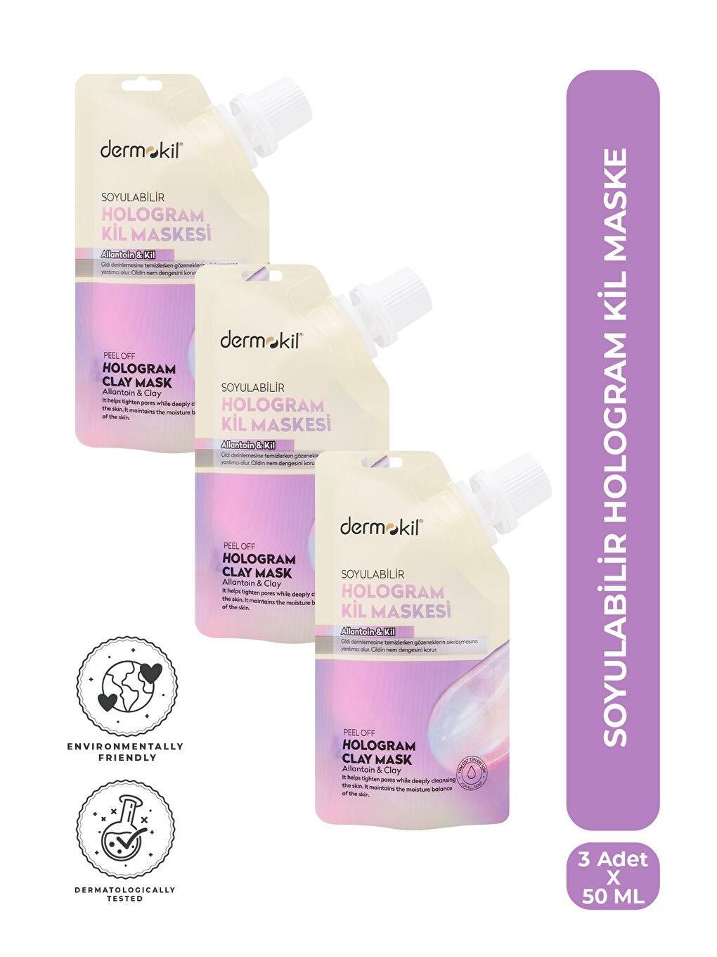 Soyulabilir Hologram Kil Maske 50 ml x 3 Adet