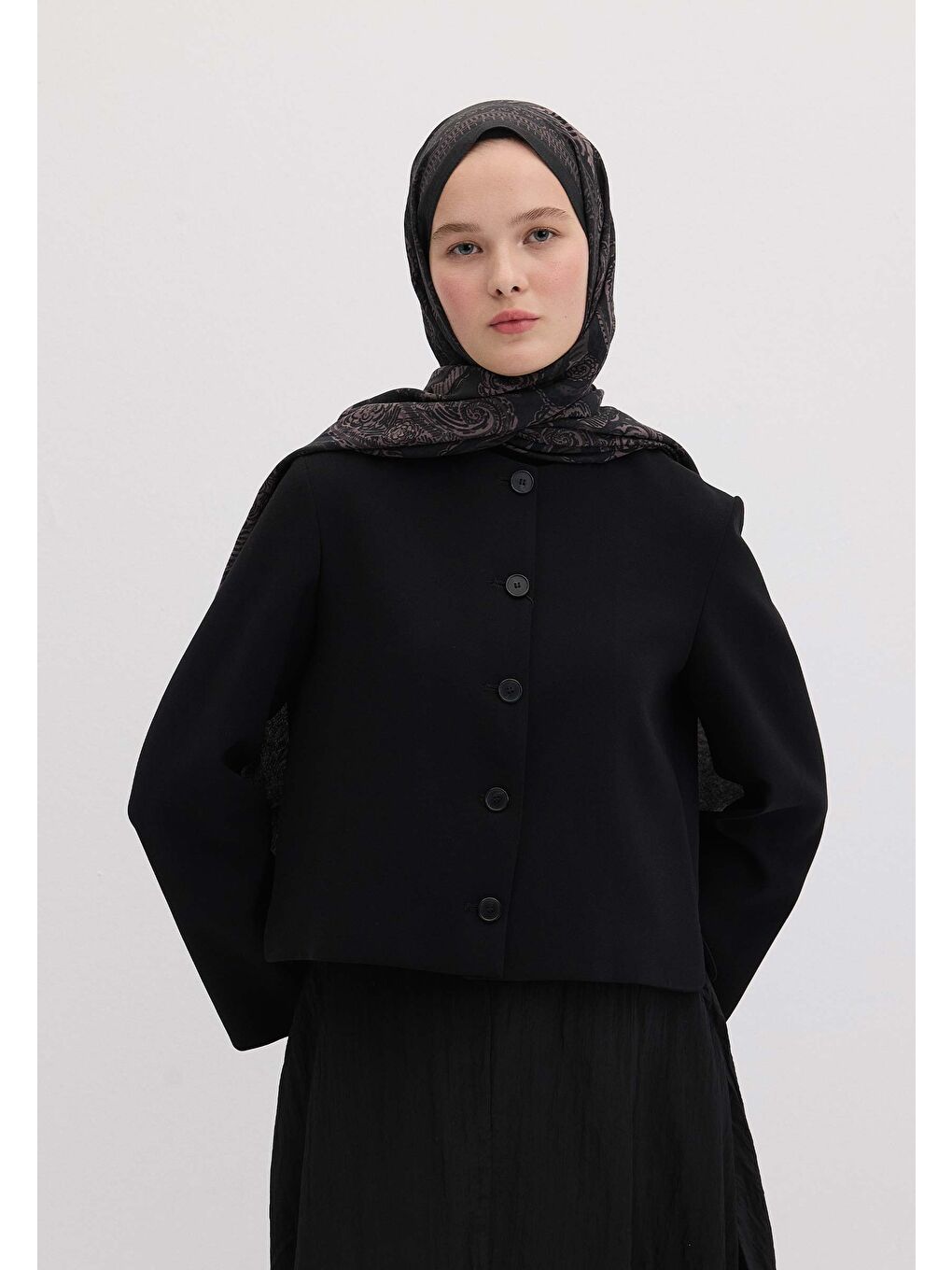 Florıan Desen Şal Koyu Mor-1