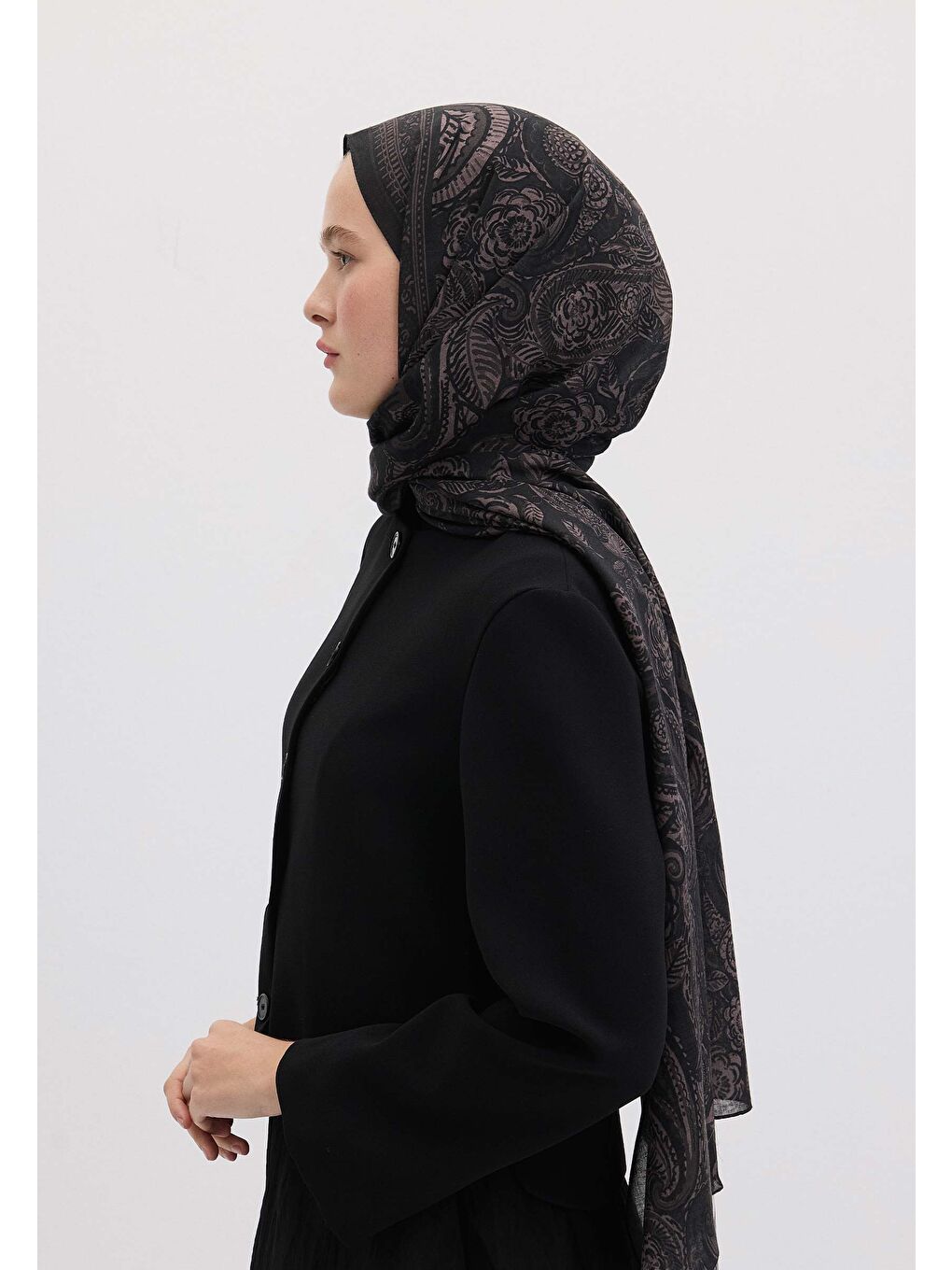 Florıan Desen Şal Koyu Mor-3