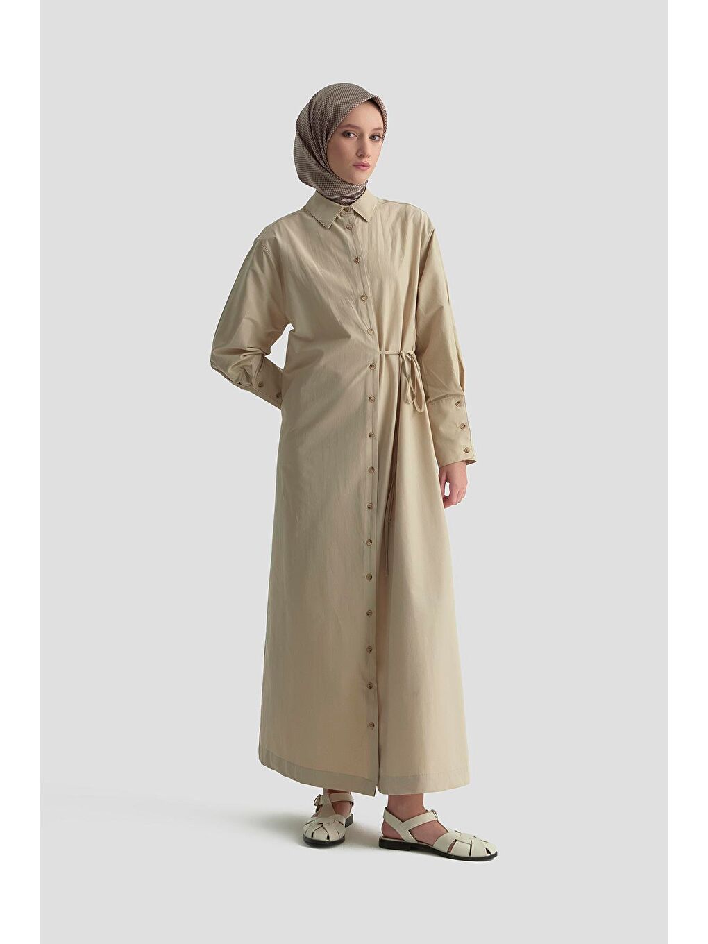 Bej Gömlek Elbise 25Kd1003 Vizon-1