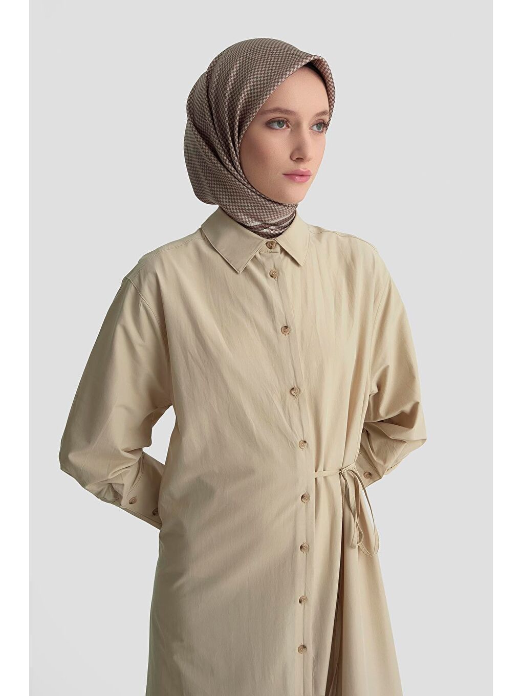 Bej Gömlek Elbise 25Kd1003 Vizon-2