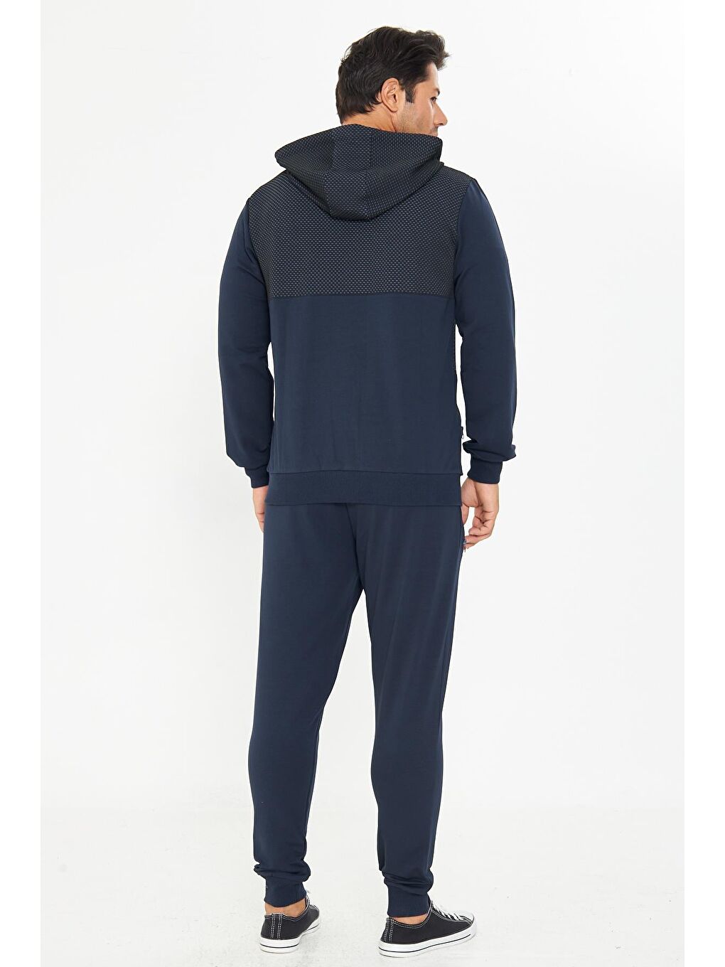 Erkek Tam Fermuarlı Kapüşonlu Eşofman Takımı İndigo 5816-İ-5