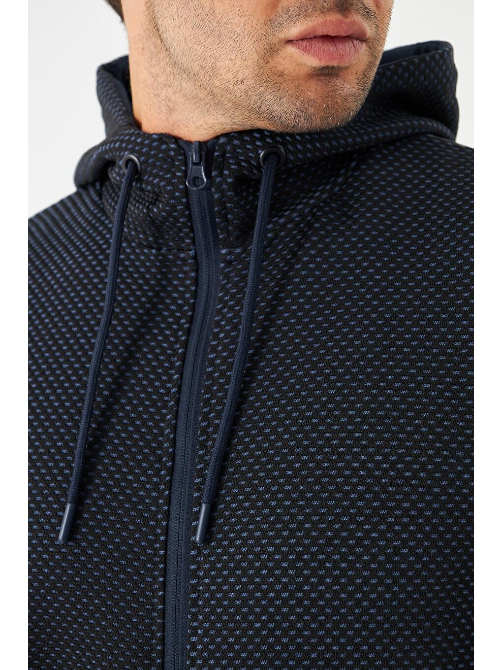 Erkek Tam Fermuarlı Kapüşonlu Eşofman Takımı İndigo 5816-İ-6