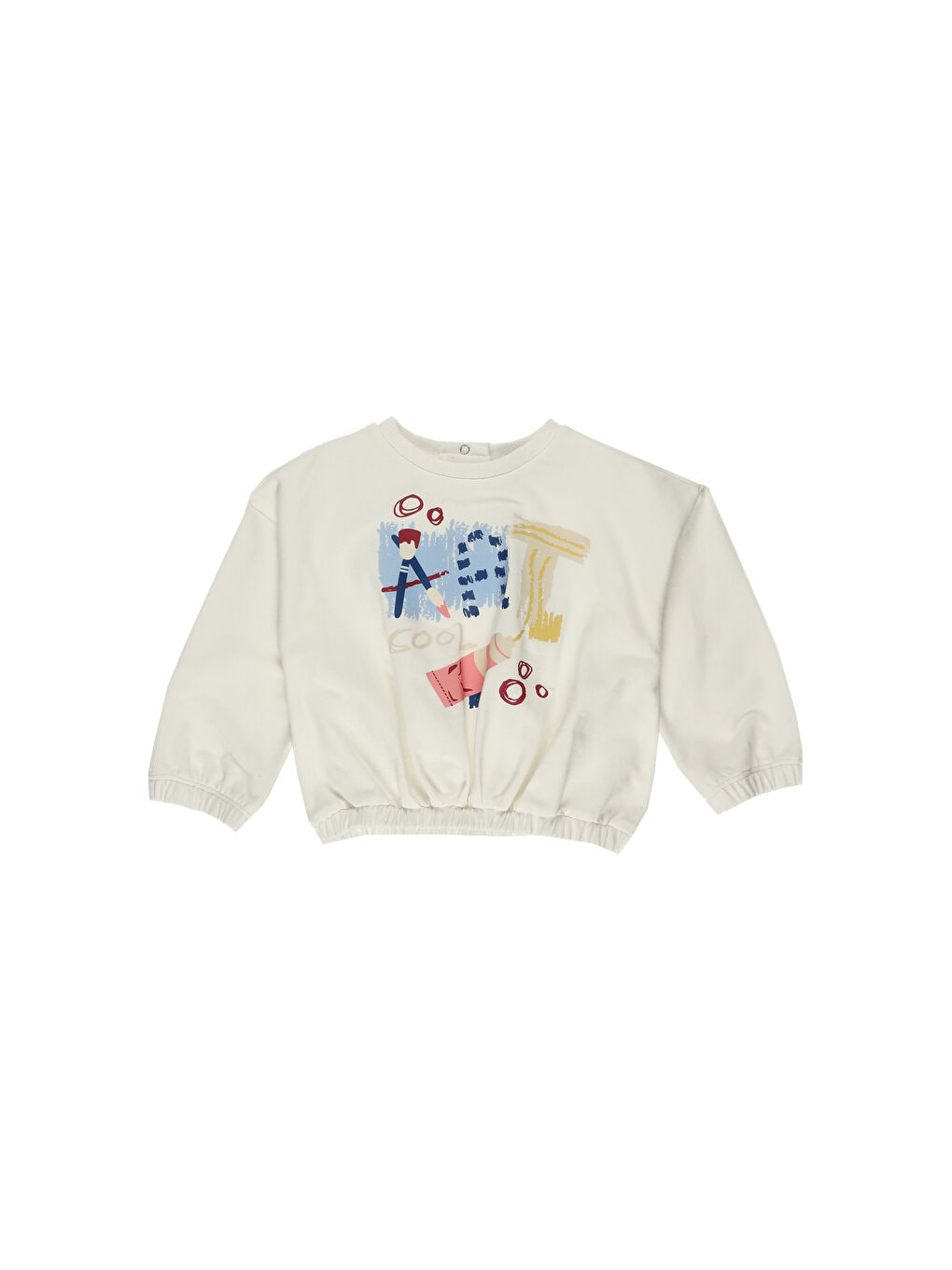 Ekru Kız Çocuk Baskı Detaylı Sweatshirt