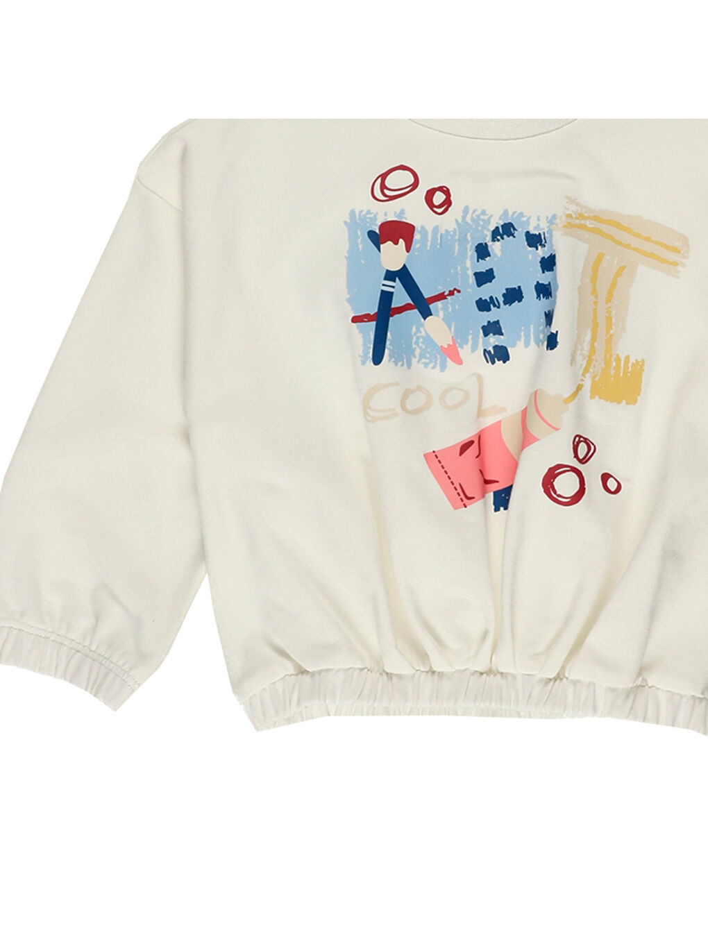 Ekru Kız Çocuk Baskı Detaylı Sweatshirt-2