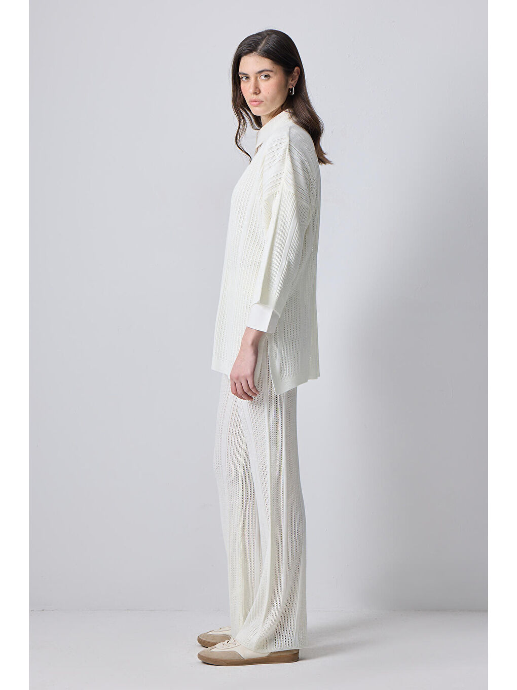 Ekru Triko Tunik Pantolon Takım-2