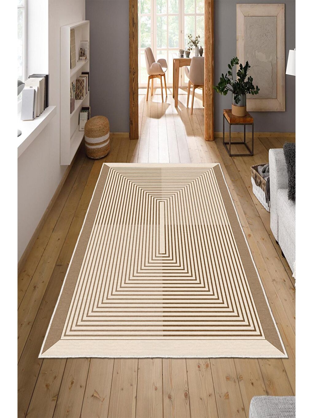 Ekru Özel Tasarım, Kaymaz Taban, İnce, Yıkanabilir, Modern Halı WOOKECE1414 80x150-1