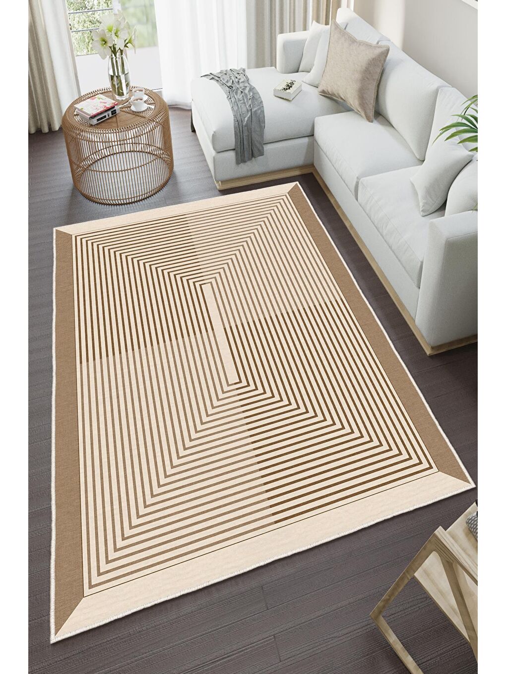 Ekru Özel Tasarım, Kaymaz Taban, İnce, Yıkanabilir, Modern Halı WOOKECE1414 80x150-2