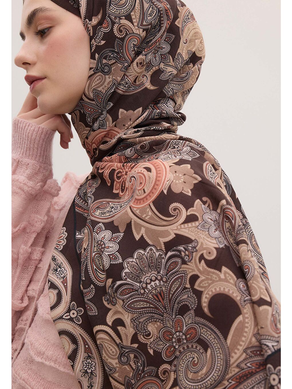 Kahverengi Eva Desen Şal Koyu Kahve-1