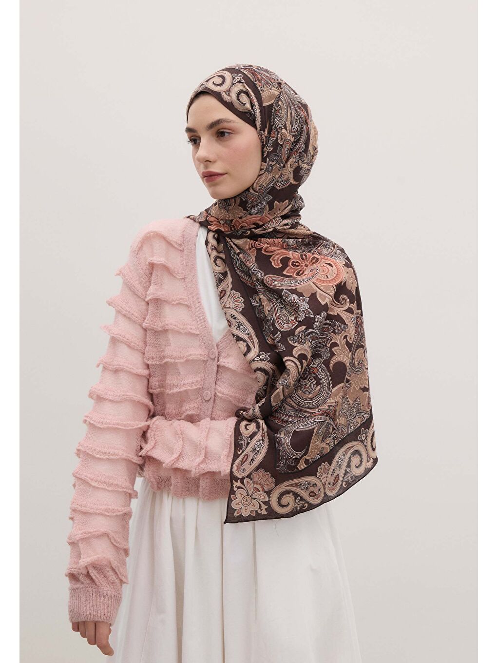 Kahverengi Eva Desen Şal Koyu Kahve-2