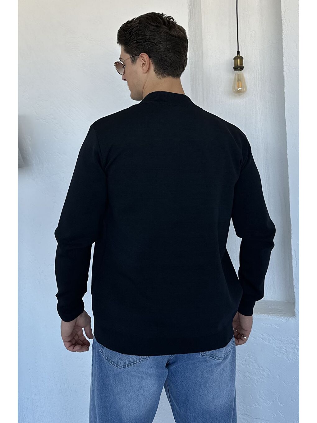 Lacivert Erkek Fermuarlı Triko Hırka-3