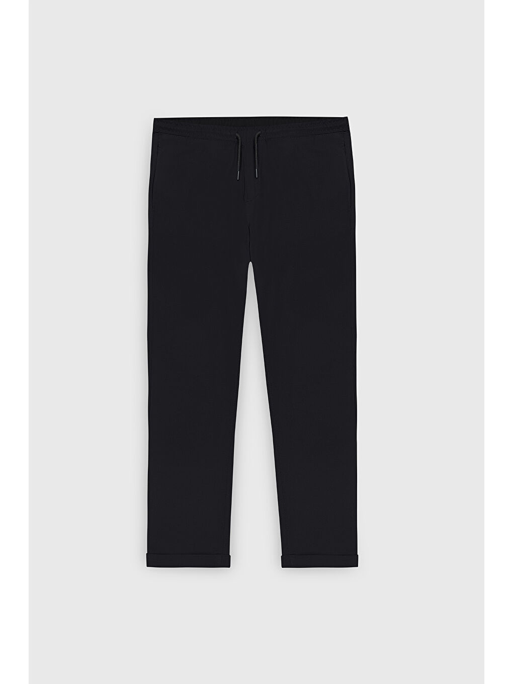 Erkek Siyah Slim Fit Rahat Kesim Beli Bağlamalı Yan Cepli Jogger Pantolon-4