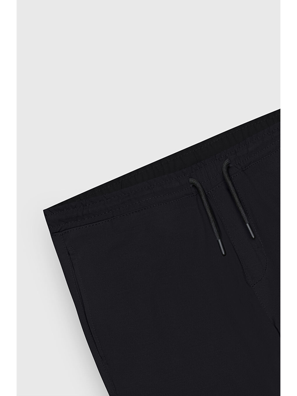 Erkek Siyah Slim Fit Rahat Kesim Beli Bağlamalı Yan Cepli Jogger Pantolon-6