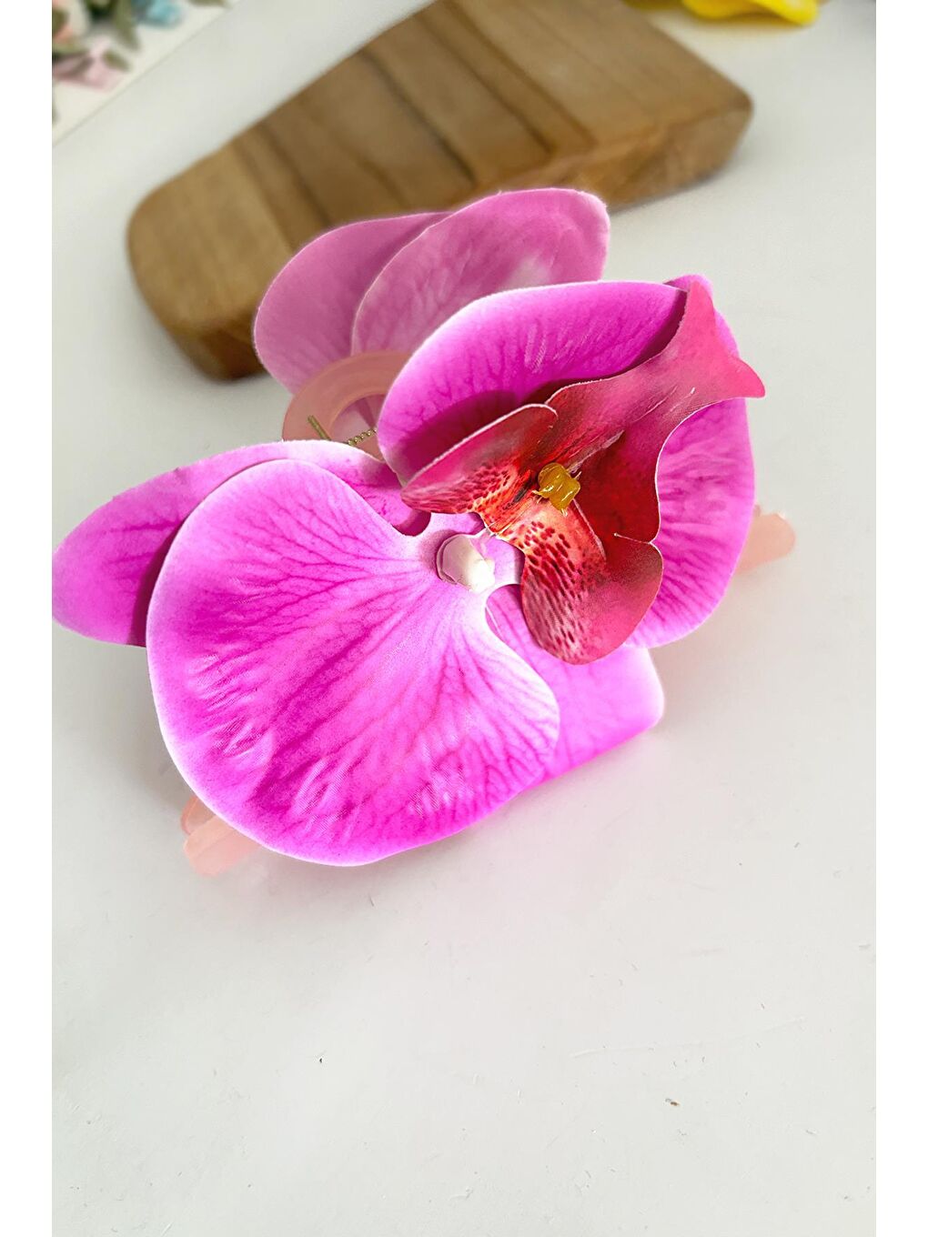 Fuşya Orkide Çiçekli Aloha Büyük Mandal Toka-3