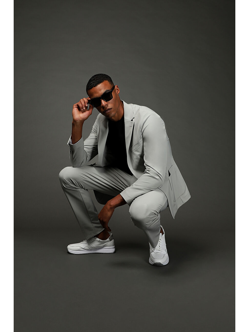 Gri Techno-Line Super Slim Fit Ekstra Dar Kesim Klasik Takım Elbise-1