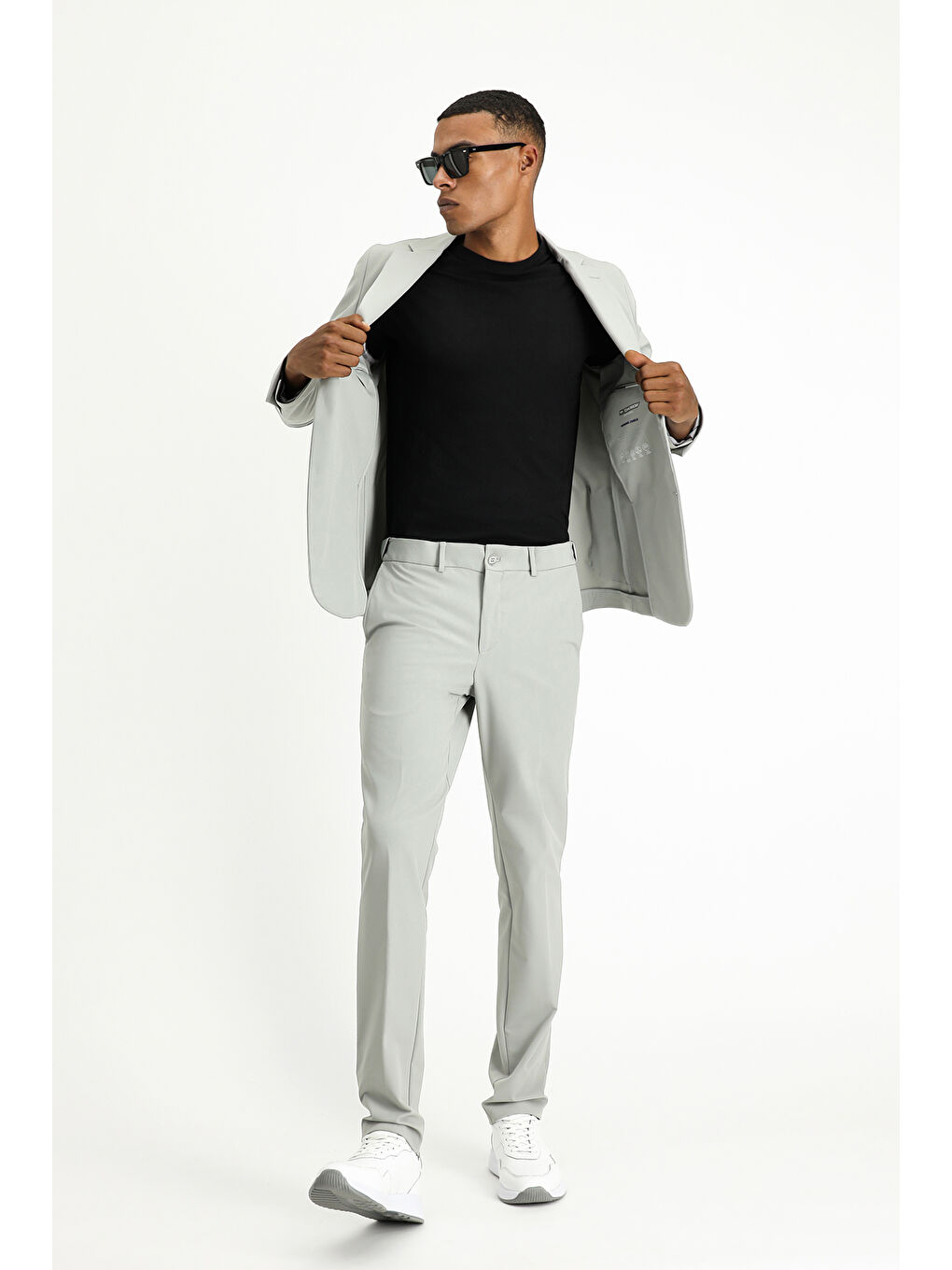 Gri Techno-Line Super Slim Fit Ekstra Dar Kesim Klasik Takım Elbise-2