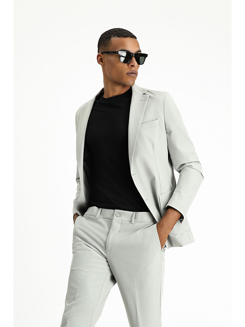 Gri Techno-Line Super Slim Fit Ekstra Dar Kesim Klasik Takım Elbise-3