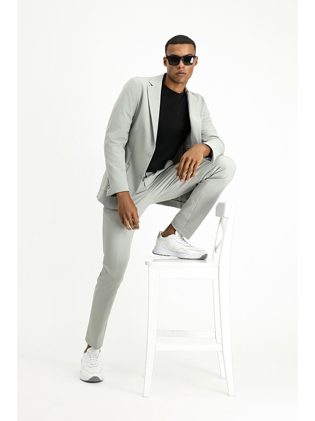 Gri Techno-Line Super Slim Fit Ekstra Dar Kesim Klasik Takım Elbise-4