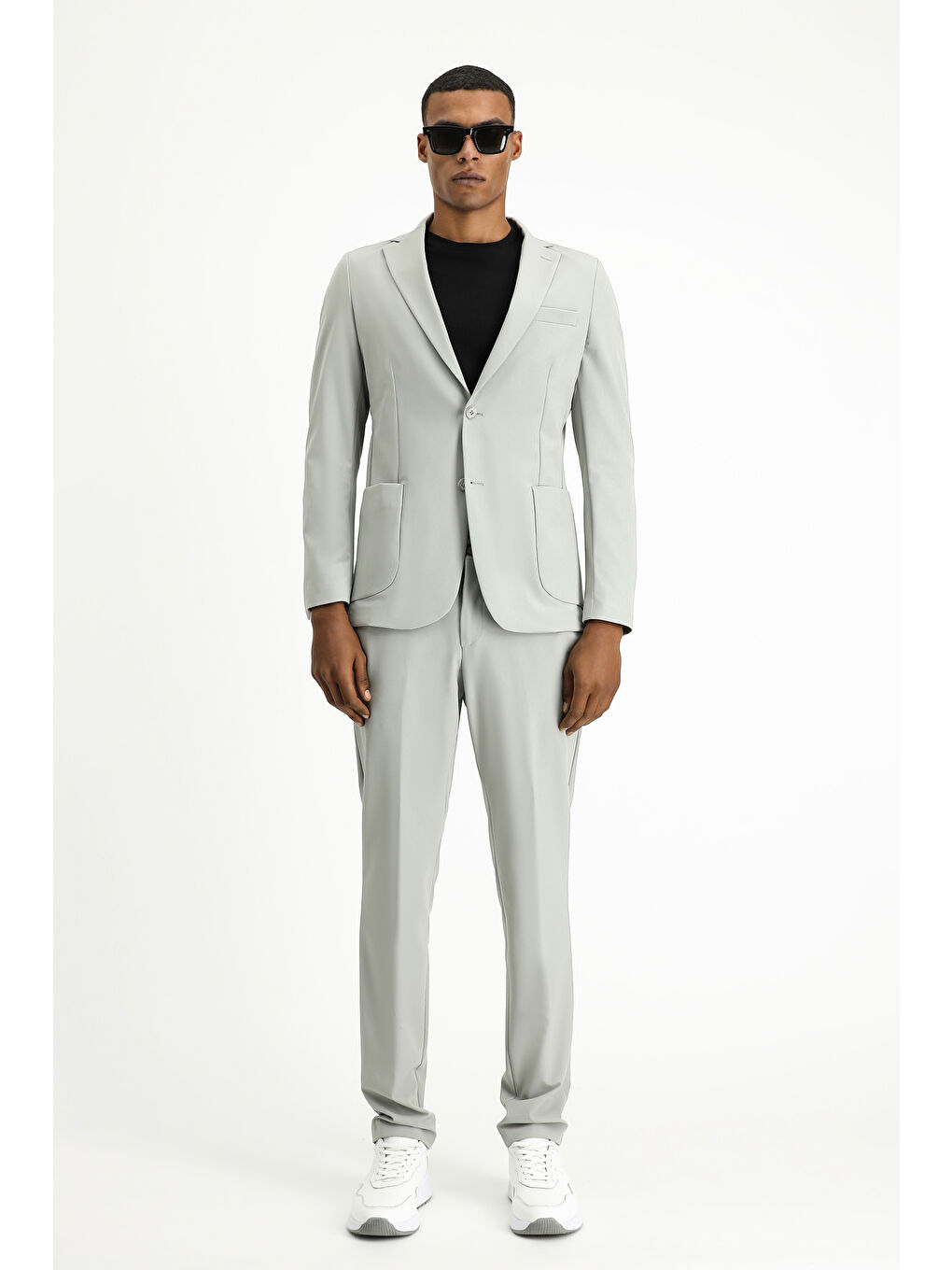 Gri Techno-Line Super Slim Fit Ekstra Dar Kesim Klasik Takım Elbise-5