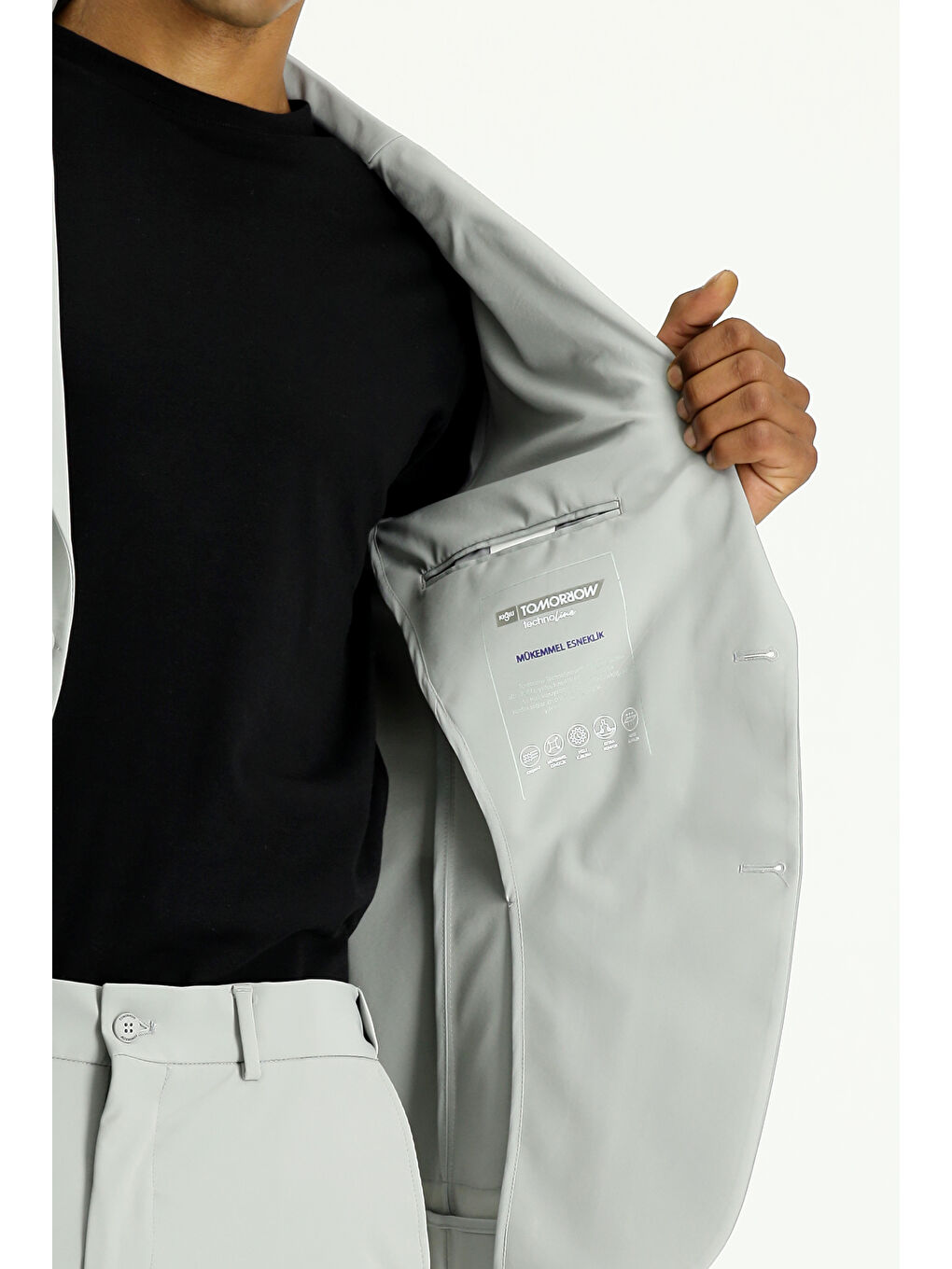 Gri Techno-Line Super Slim Fit Ekstra Dar Kesim Klasik Takım Elbise-7