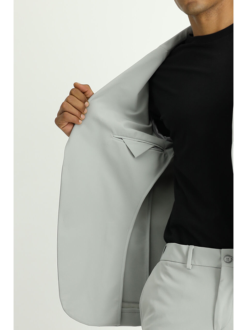 Gri Techno-Line Super Slim Fit Ekstra Dar Kesim Klasik Takım Elbise-8