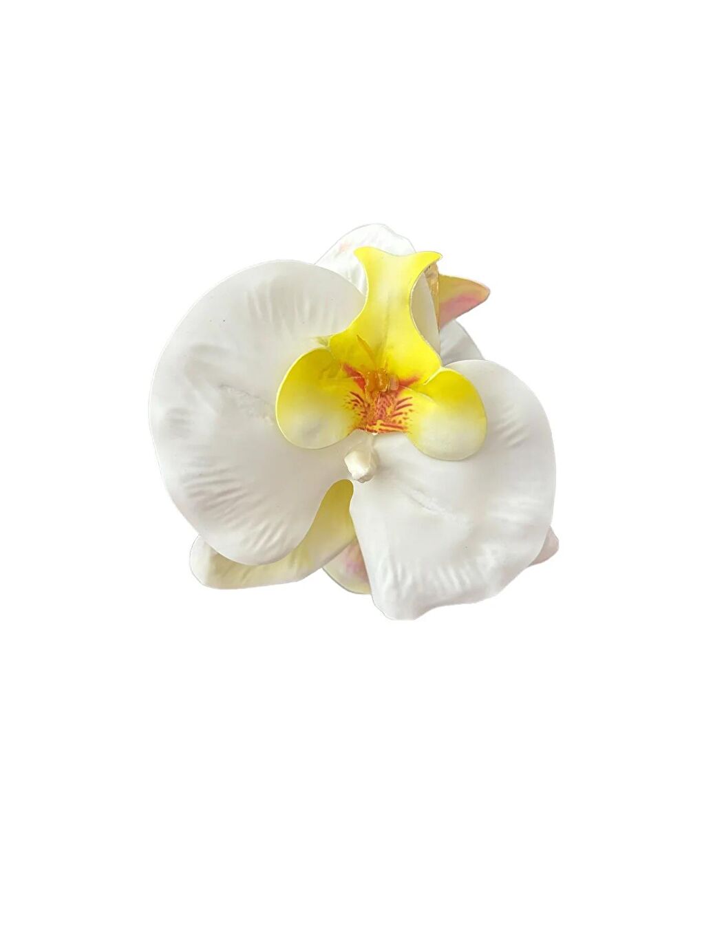 Beyaz Orkide Çiçekli Aloha Büyük Mandal Toka