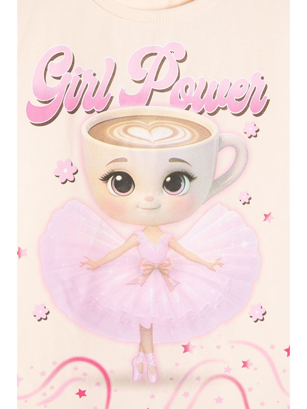 Pembe Pudra Balerin Desenli Tişörtlü Kız Çocuk Şortlu 2li Takım 23881-4