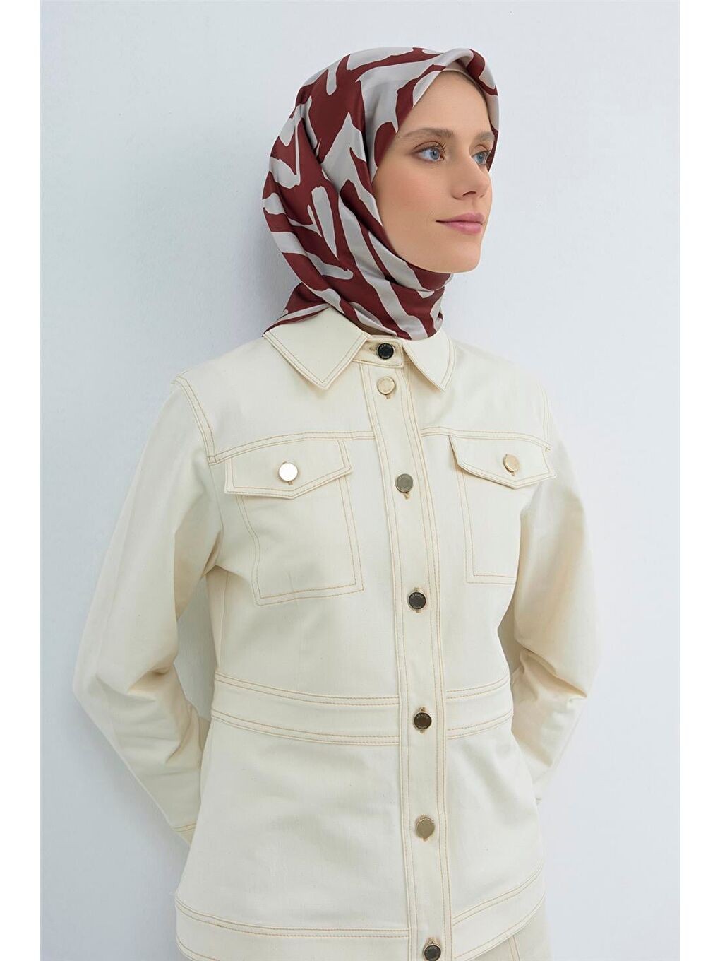 Bordo Saf İpek Sura Eşarp 9554D 51-1