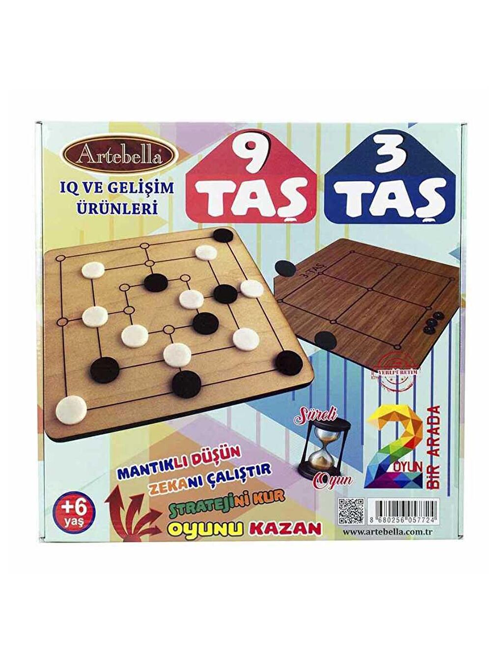 Artebella Renksiz Ahşap 9 Taş ve 3 Taş - 1