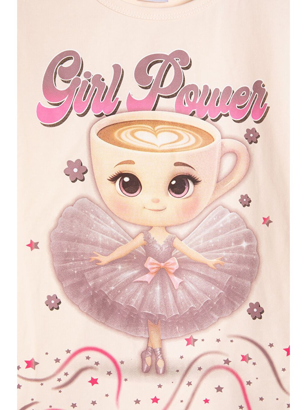 Pembe Gül Kurusu Balerin Desenli Tişörtlü Kız Çocuk Şortlu 2li Takım 23880-4